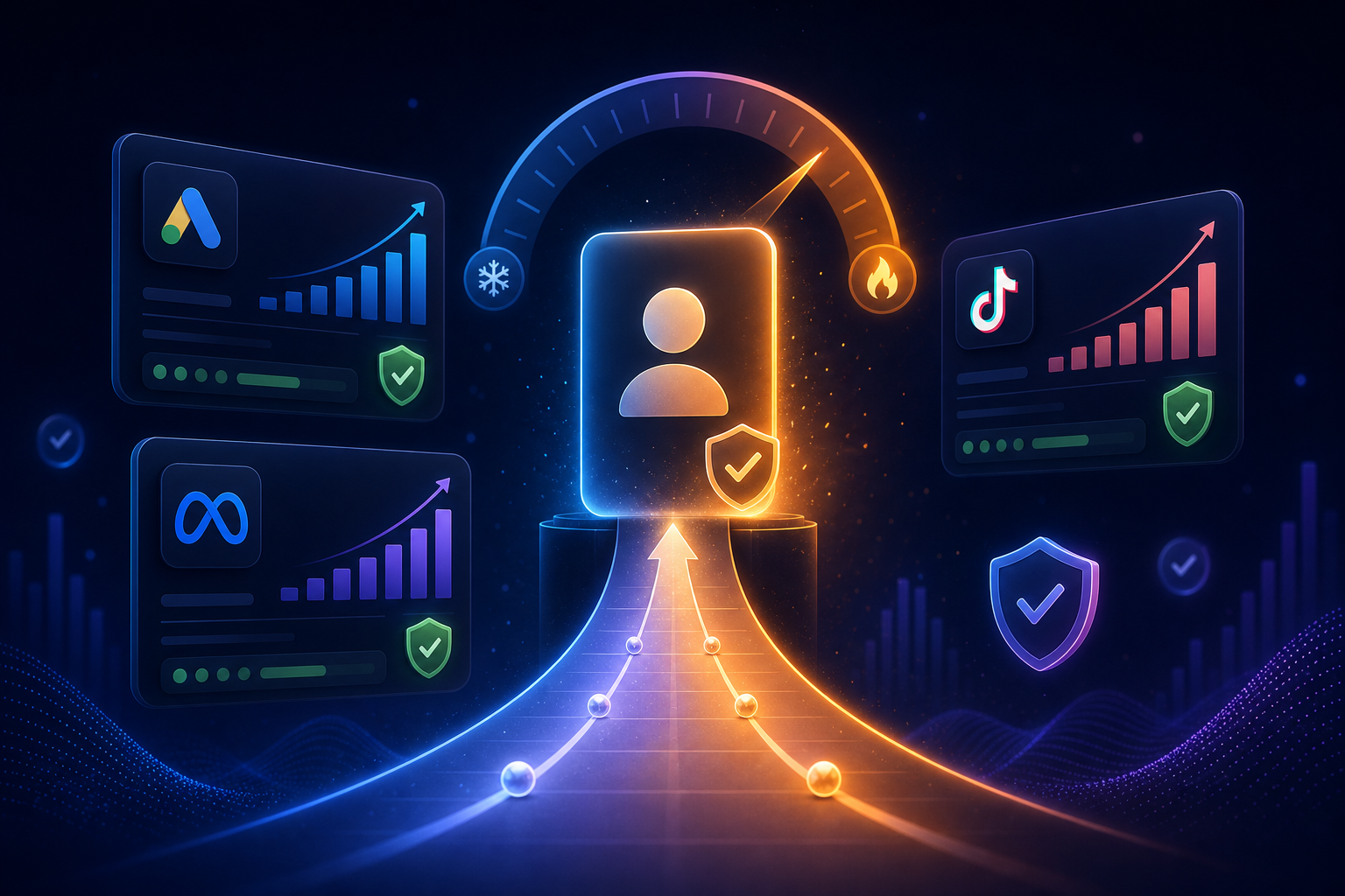 Warmed-up ad accounts for Google, Meta and TikTok rising on a trust ramp with higher spend limits and verified badges